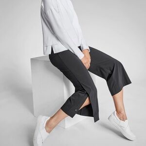 Athleta Tribeca Wide Leg Snap Hem Crop Pants | Size 2 | Black